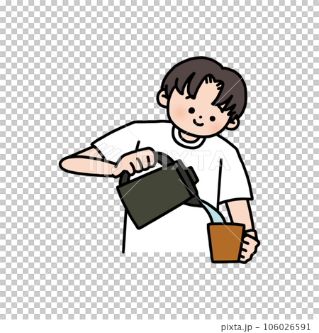 お湯を注ぐ男性 お湯を注ぐ男性 106026591