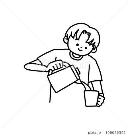 お湯を注ぐ男性・線画 お湯を注ぐ男性・線画 106026592