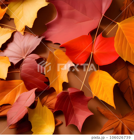 Autumn orange, leaves fall random background,...のイラスト素材 [106026739] - PIXTA