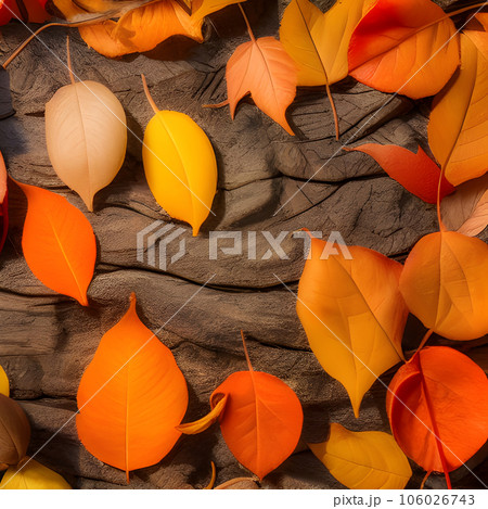 Autumn orange, leaves fall random background,...のイラスト素材 [106026743] - PIXTA