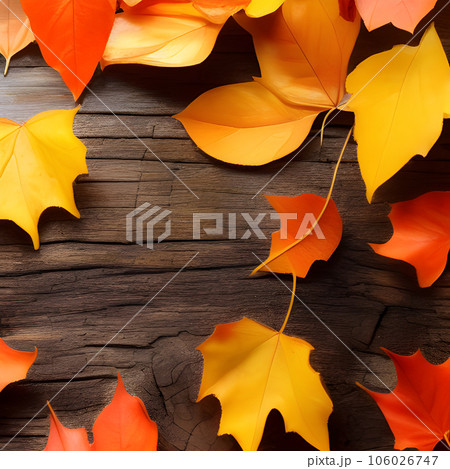 Autumn orange, leaves fall random background,...のイラスト素材 [106026747] - PIXTA