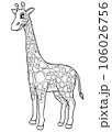 Cute Cartoon Style Giraffe for Kids Coloring Book on iSolated White Background, Simple Style outline for Kids to coloring.  106026756