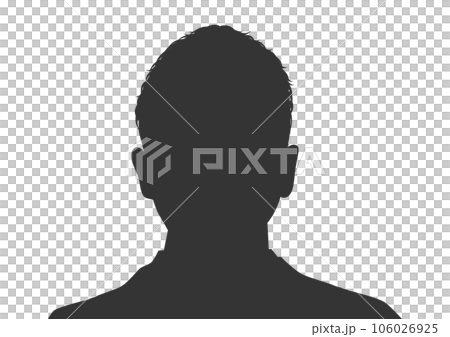 ベリーショートの男性の顔写真のシルエットのイラスト 106026925