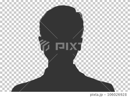 七三分けの男性の顔写真のシルエットのイラスト 106026928