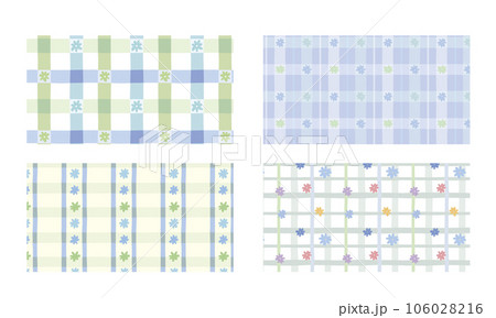 Hand drawing patterns. Flower Checkered, Plaid.  106028216