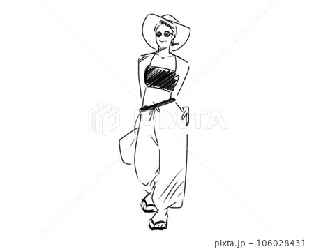 帽子とサングラスの女性 106028431