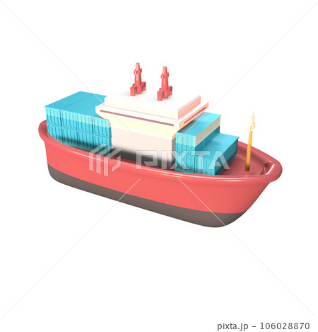 3D icon cargo ship rendered isolated on the transparent background 3D icon cargo ship rendered isolated on the transparent background 106028870