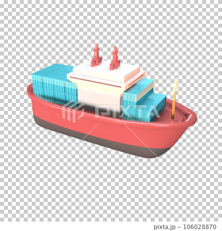 3D icon cargo ship rendered isolated on the transparent background 3D icon cargo ship rendered isolated on the transparent background 106028870