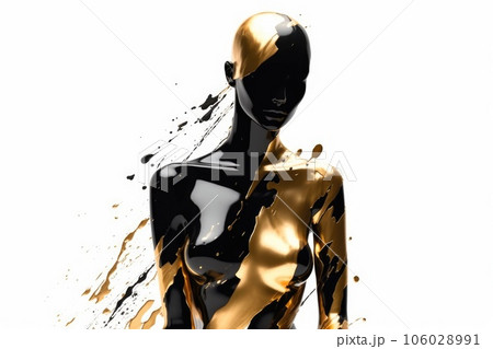 black and gold abstract woman on a white background  106028991
