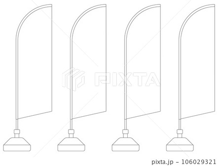 セイル型のぼり旗の線画イラストセット セイル型のぼり旗の線画イラストセット 106029321