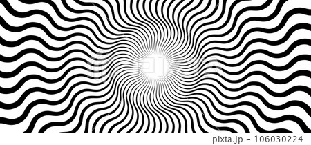 Radial optical illusion background. Black and white abstract