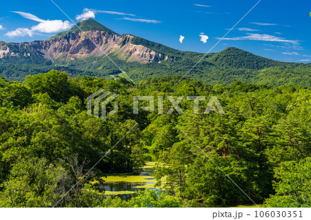 《福島県》夏の裏磐梯・緑生い茂る中瀬沼 106030351