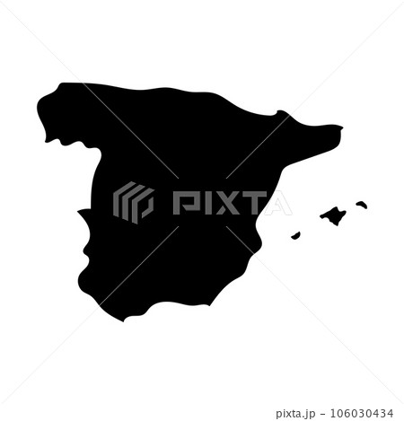 スペイン地図のシルエットアイコン。ベクター。 スペイン地図のシルエットアイコン。ベクター。 106030434