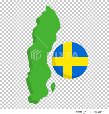 スウェーデン地図とスウェーデン国旗のアイコン。ベクター。 106030438