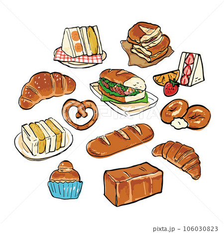 パンの手書きイラストセット 106030823