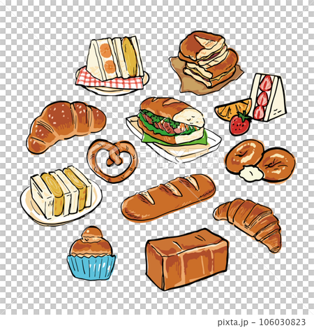 パンの手書きイラストセット 106030823