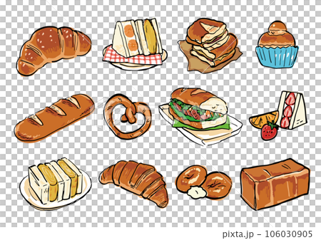 パンの手書きイラストセット 106030905