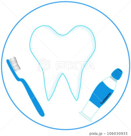 tooth with toothbrush and toothpaste tooth with toothbrush and toothpaste 106030935