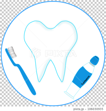 tooth with toothbrush and toothpaste tooth with toothbrush and toothpaste 106030935