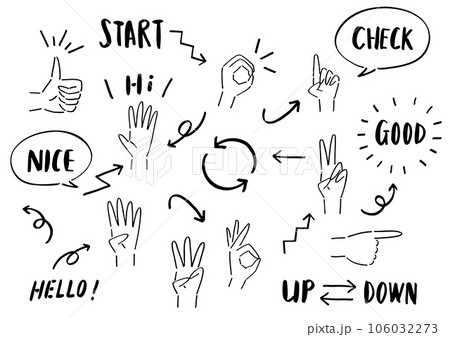 落書き風のシンプルな矢印合図のイラストセット 落書き風のシンプルな矢印合図のイラストセット 106032273