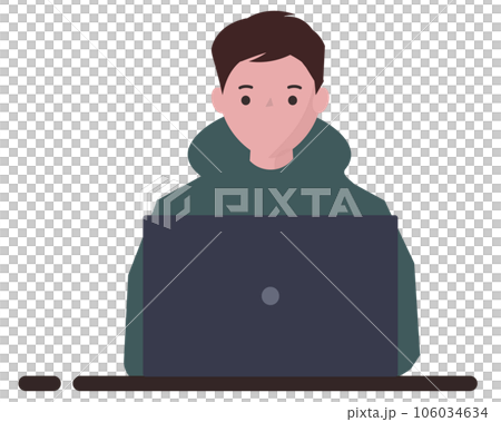 A man using a computer. vector illustration A man using a computer. vector illustration 106034634