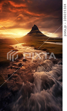 Mesmerizing Misty Sun landscape photography, Generative AI 106035304