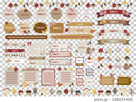 Chic colored cute autumn illustration frame set Chic colored cute autumn illustration frame set 106035408