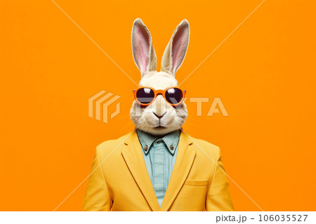 Heavy Bunny Anthropomorphic Bright Colors Trendy Coo, Generative AI 106035527
