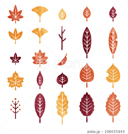 秋の葉っぱはイラストセット　オータムカラー 106035843