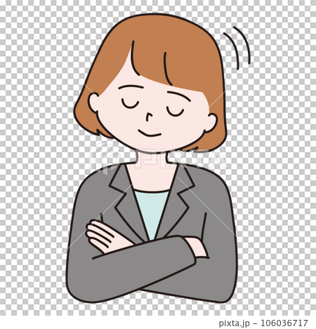 腕を組む　スーツ　頷く女性 106036717