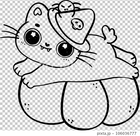 Cute Halloween cat outline, Spooky black cat cartoon illustration Cute Halloween cat outline, Spooky black cat cartoon illustration 106036777