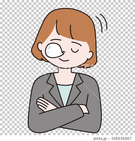 雙臂交叉西裝打盹鼻子燈籠女人 雙臂交叉西裝打盹鼻子燈籠女人 106036867