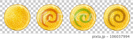 丸いクッキーの色鉛筆画イラストセット 106037994