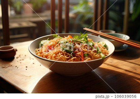 Big bowl of Chinese noodle. Generative AI. Big bowl of Chinese noodle. Generative AI. 106039056