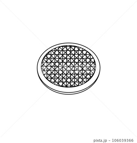 整流網（水道の水流を整える網）の線画 106039366