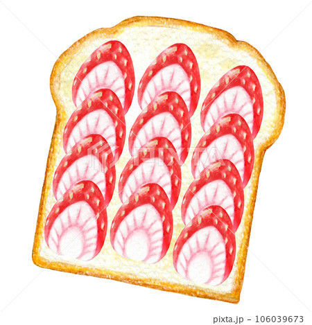 おしゃれなオープンサンドイッチの色鉛筆画ワンポイントイラスト 106039673