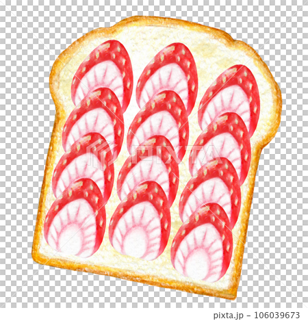 おしゃれなオープンサンドイッチの色鉛筆画ワンポイントイラスト 106039673