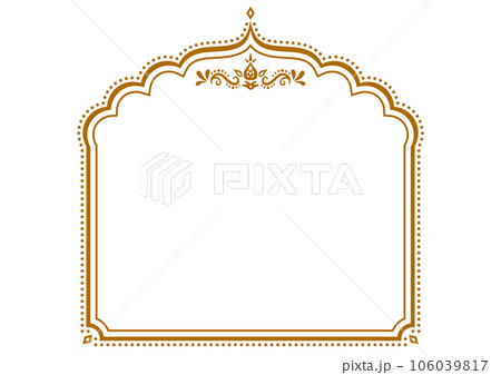 インド風の飾りフレーム。ベクターデータ。のイラスト素材 [106039817