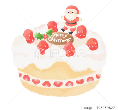 サンタクロースがのったクリスマスケーキ　手描き風 106039827