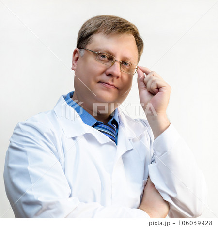 Middle-aged male doctor in the position of head of the hospital Middle-aged male doctor in the position of head of the hospital 106039928