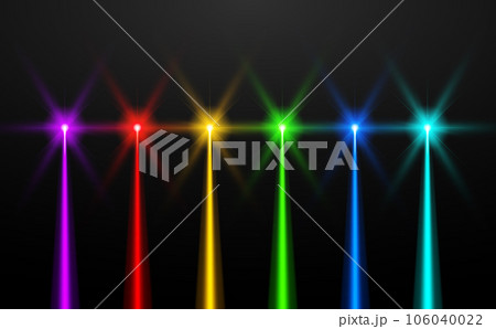 Laser beam blue green red light. Vector laser beam line ray glow effect energy. 106040022