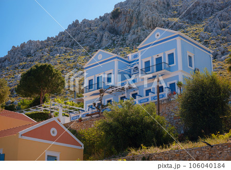 Symi Island, Greece islands holidays from Rhodos in Aegean Sea. Symi Island, Greece islands holidays from Rhodos in Aegean Sea. 106040184