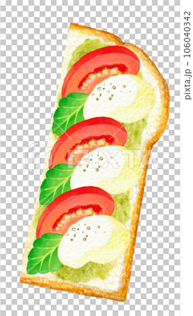 おしゃれなスティックオープンサンドの色鉛筆画ワンポイントイラスト 106040342