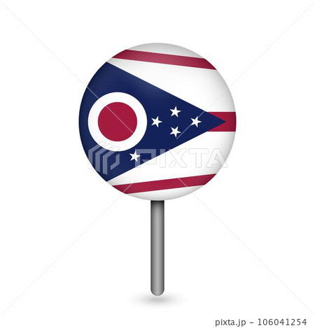 Map pointer with flag of Ohio. Vector illustration. 106041254