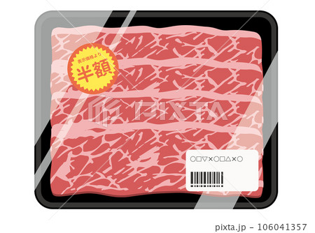 肉_パックに入った牛肉（半額シール） 106041357