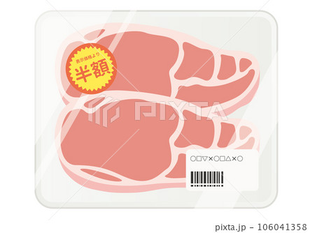 肉_パックに入った豚肉（半額シール） 106041358