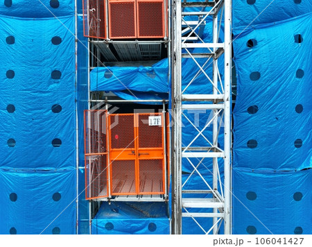 Electric elevator in construction site. Electric elevator in construction site. 106041427