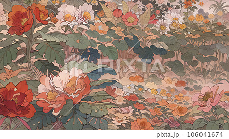 赤い花の柄 106041674