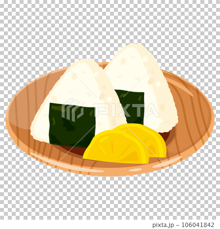 盤子裡的 Takuan 和飯糰 106041842