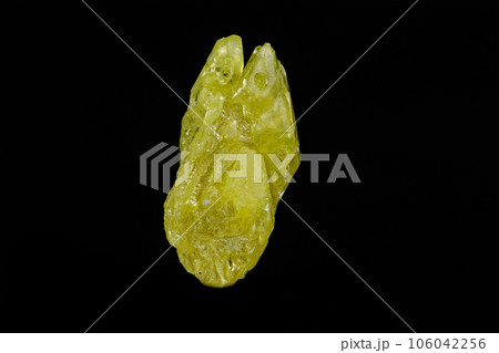 Macro mineral sulfur stone on a black background 106042256